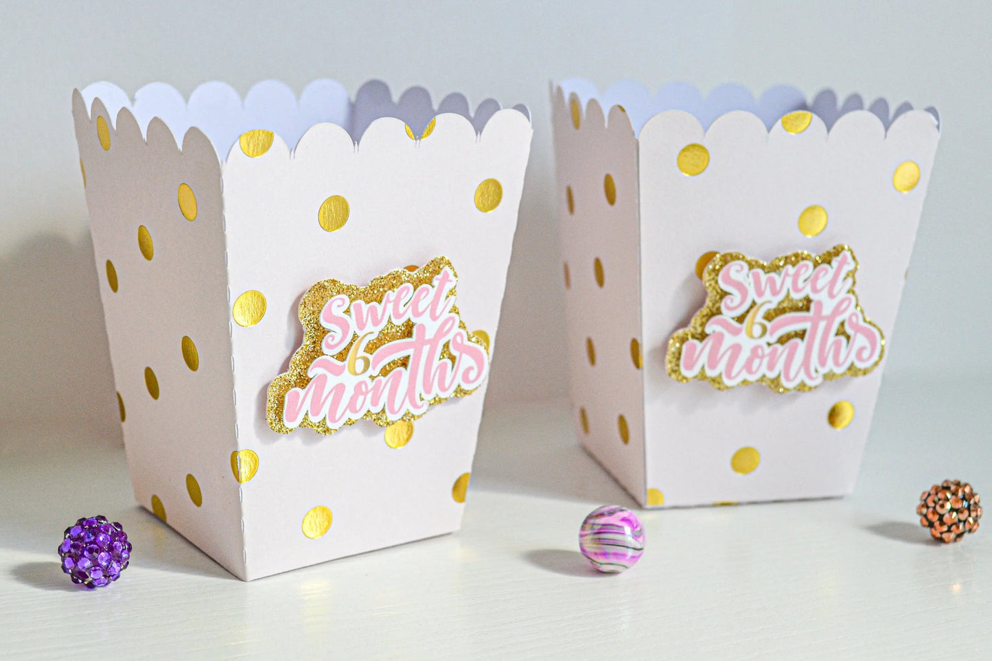 Half Birthday Girl Party Bundle – Pink and Gold Decor, 3D Name Letters, Favor Boxes & Hershey’s – 6 Month Celebration Kit Mi tienda