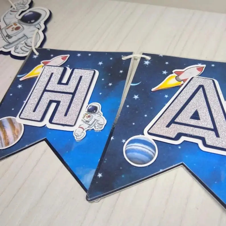 Space Birthday Banner | Astronaut Party Decorations | Space-Themed Garland for Kids’ Birthday Mi tienda