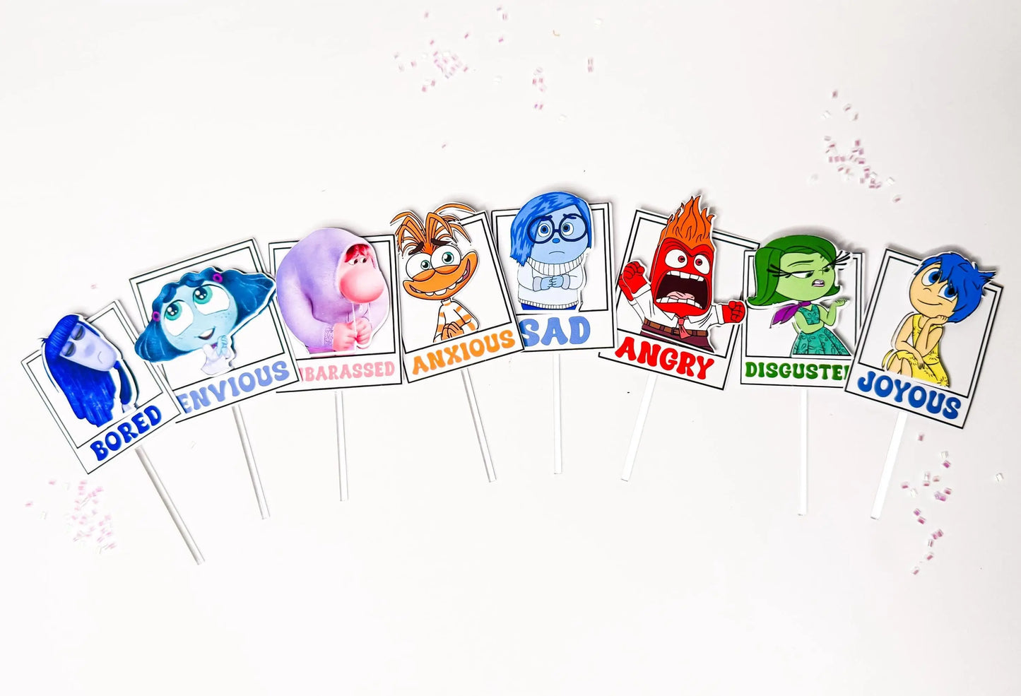 Inside Out Cupcake Toppers for Birthday Party | Inside Out 2 Party Decor - Disney Inside Out Feelings - Joy, Sadness, Anger Toppers Mi tienda