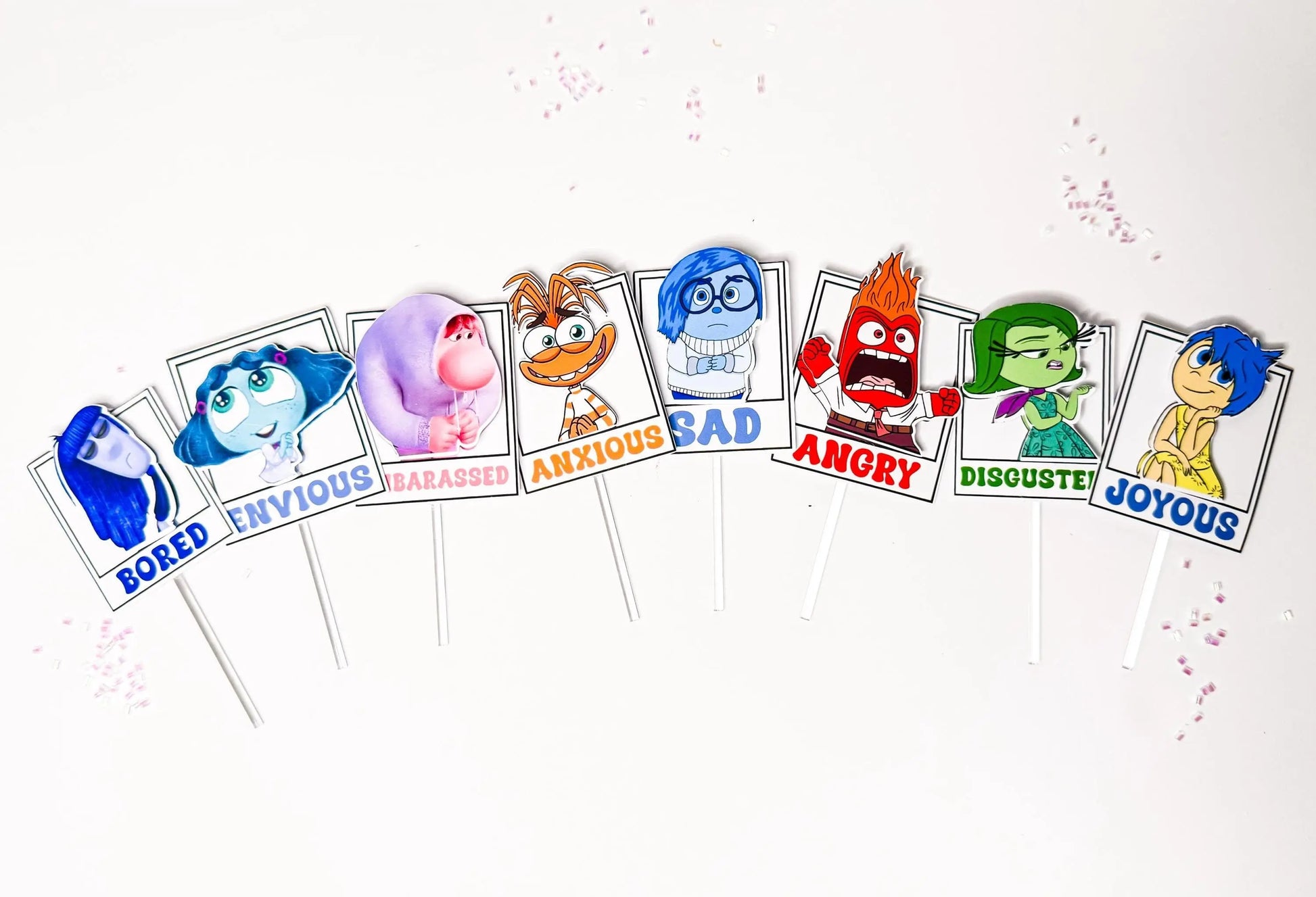 Inside Out Cupcake Toppers for Birthday Party | Inside Out 2 Party Decor - Disney Inside Out Feelings - Joy, Sadness, Anger Toppers Mi tienda