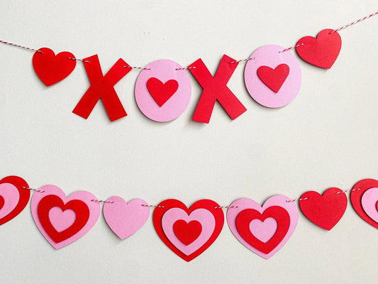 Valentines Hearts Banner – Red & Pink XOXO Garland for Valentine’s Day Party Decorations Mi tienda