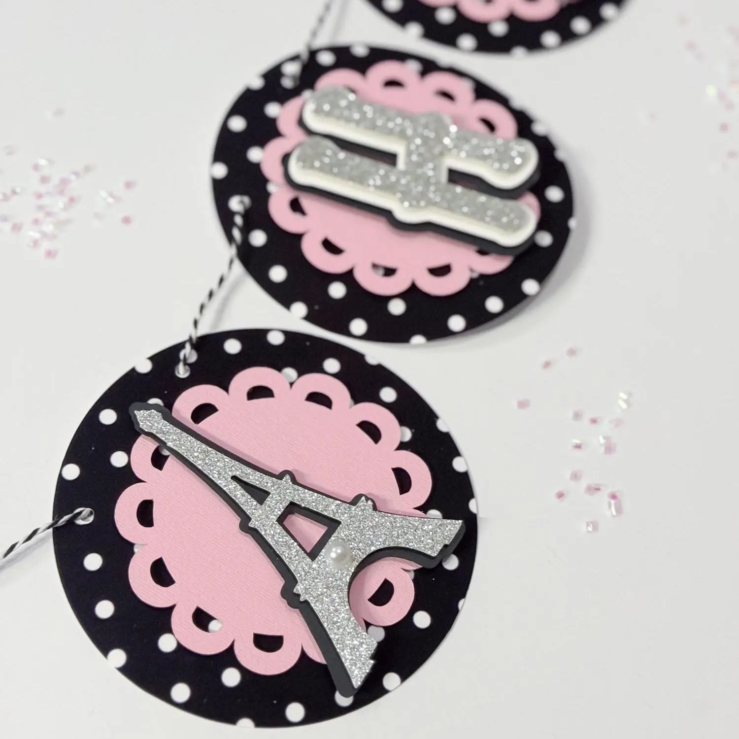 Pink Paris Eiffel Tower Birthday Banner | Personalized Paris Party Decor Mi tienda