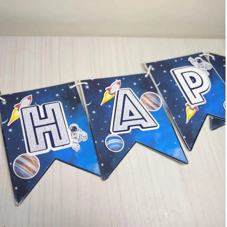 Space Birthday Banner | Astronaut Party Decorations | Space-Themed Garland for Kids’ Birthday Mi tienda