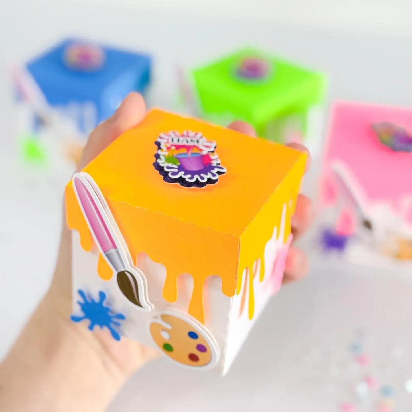 Paint Bucket Favor Box | Personalized Art Party Candy Holder for Kids | Painting Party Favor - Set of 6 Mi tienda