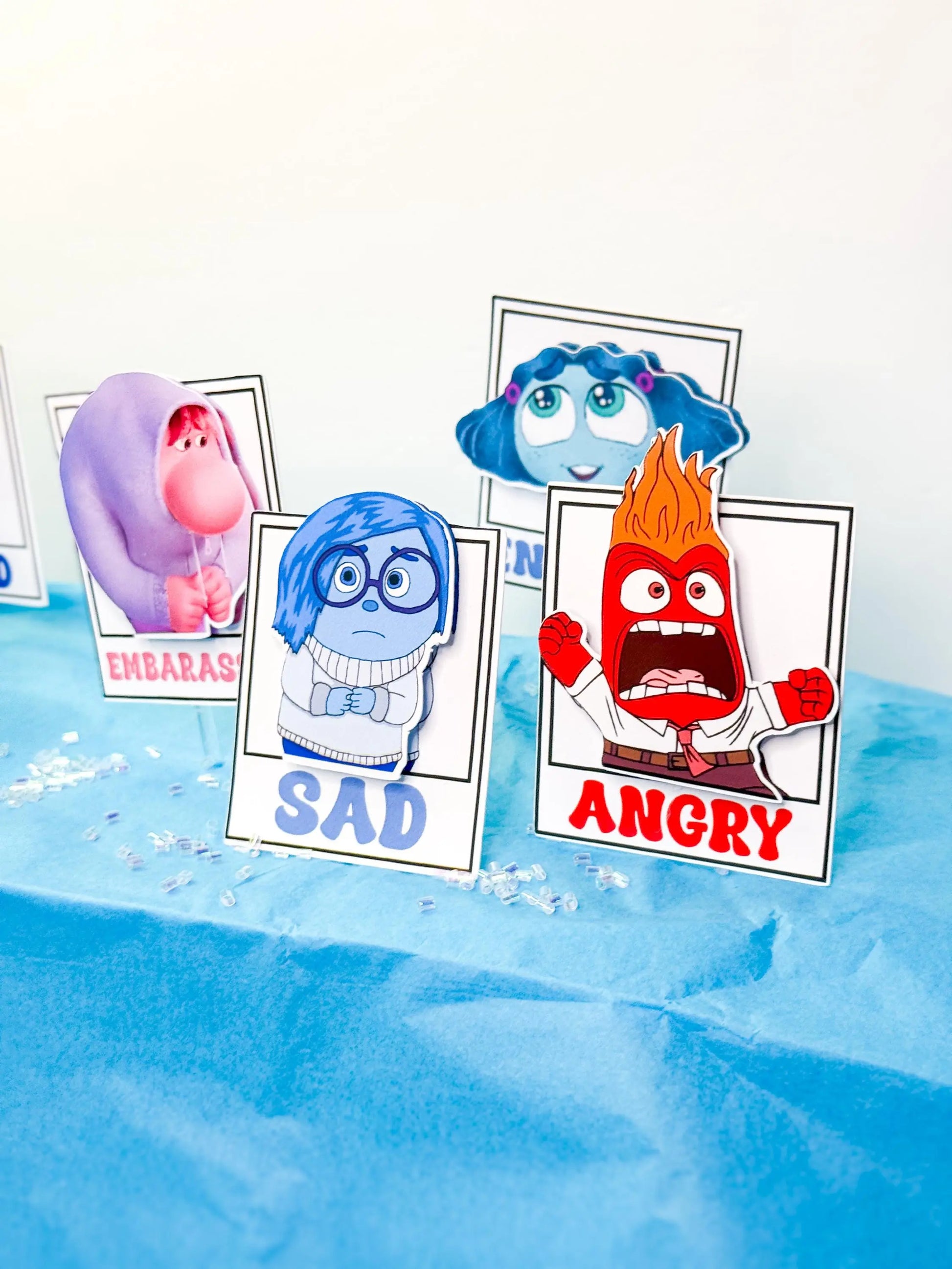 Inside Out Cupcake Toppers for Birthday Party | Inside Out 2 Party Decor - Disney Inside Out Feelings - Joy, Sadness, Anger Toppers Mi tienda