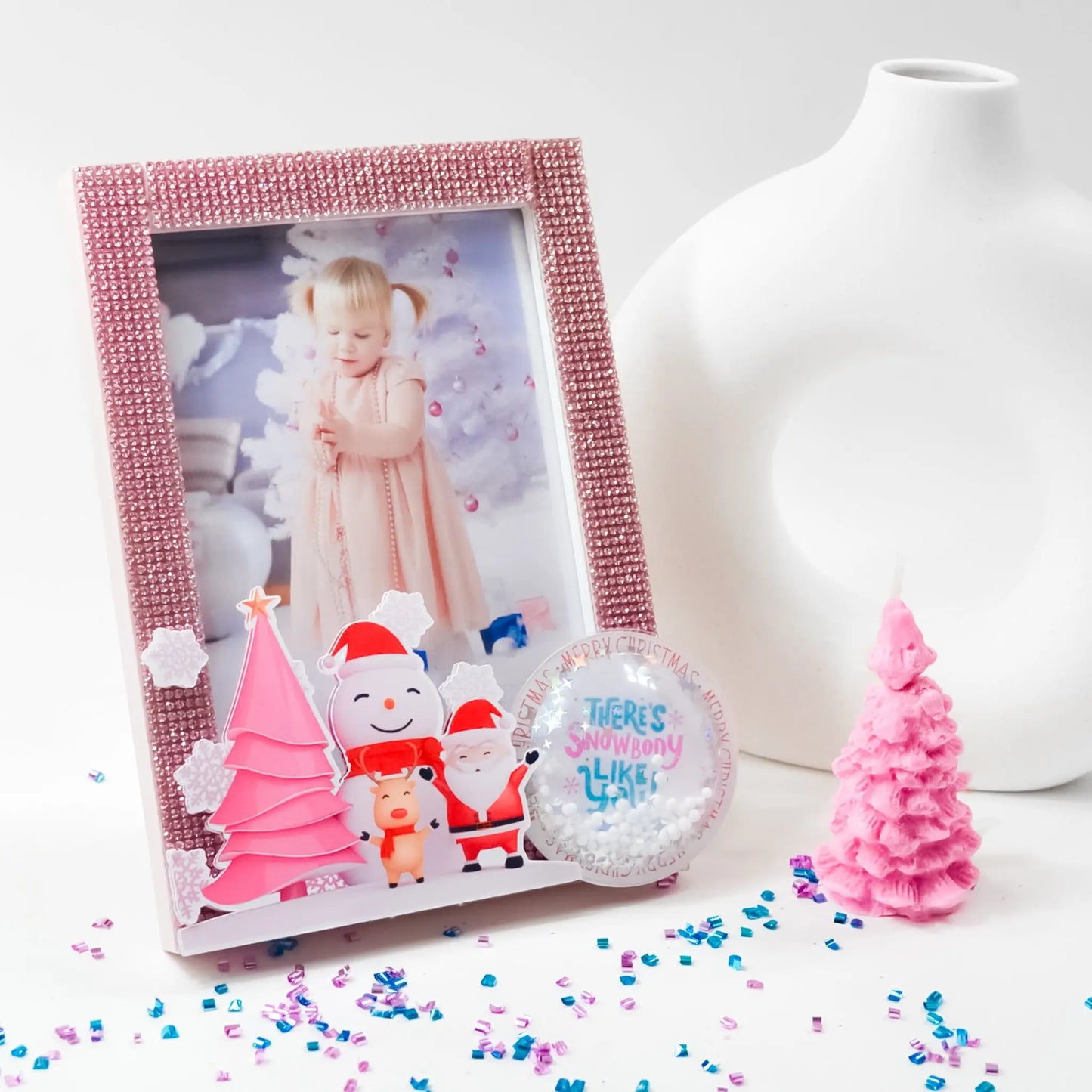 Personalized Pink Christmas Picture Frame 5x7 | Holiday Photo Gift Mi tienda
