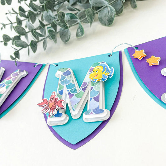 Mermaid Birthday Banner, Little Mermaid Party Decorations, Ariel Party Supplies, Little Mermaid Inspired Banner, Ariel Princess Banner Mi tienda