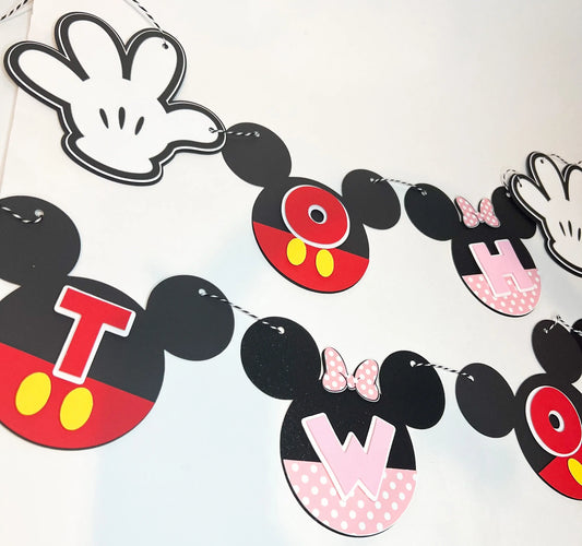 Oh Twodles Birthday Banner – Mickey Mouse 2nd Birthday Party Decoration for Boys or Girls Mi tienda