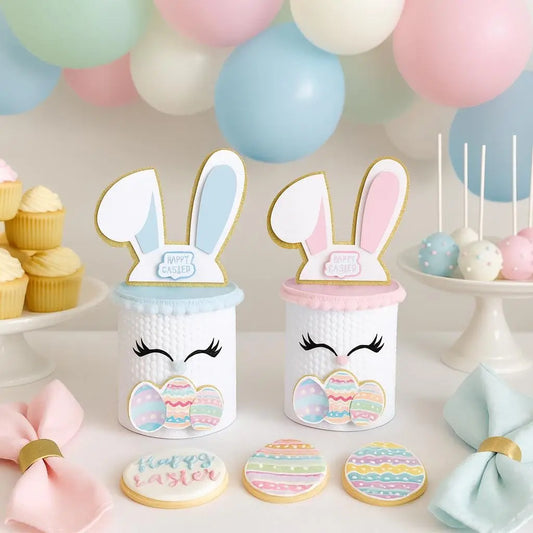 Easter Bunny Snack Can Favors: Personalized 1.3oz Chips, Pastel Pink or Blue Mi tienda