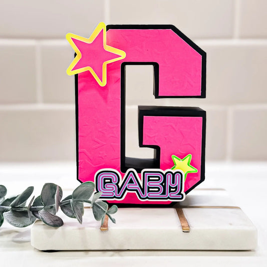 Neon 3D Letter, Neon Party Decorations, Glow in the Dark Party Theme,  Neon Initial 3D Letter, Neon Theme Party, Custom Name 3D Letter Mi tienda
