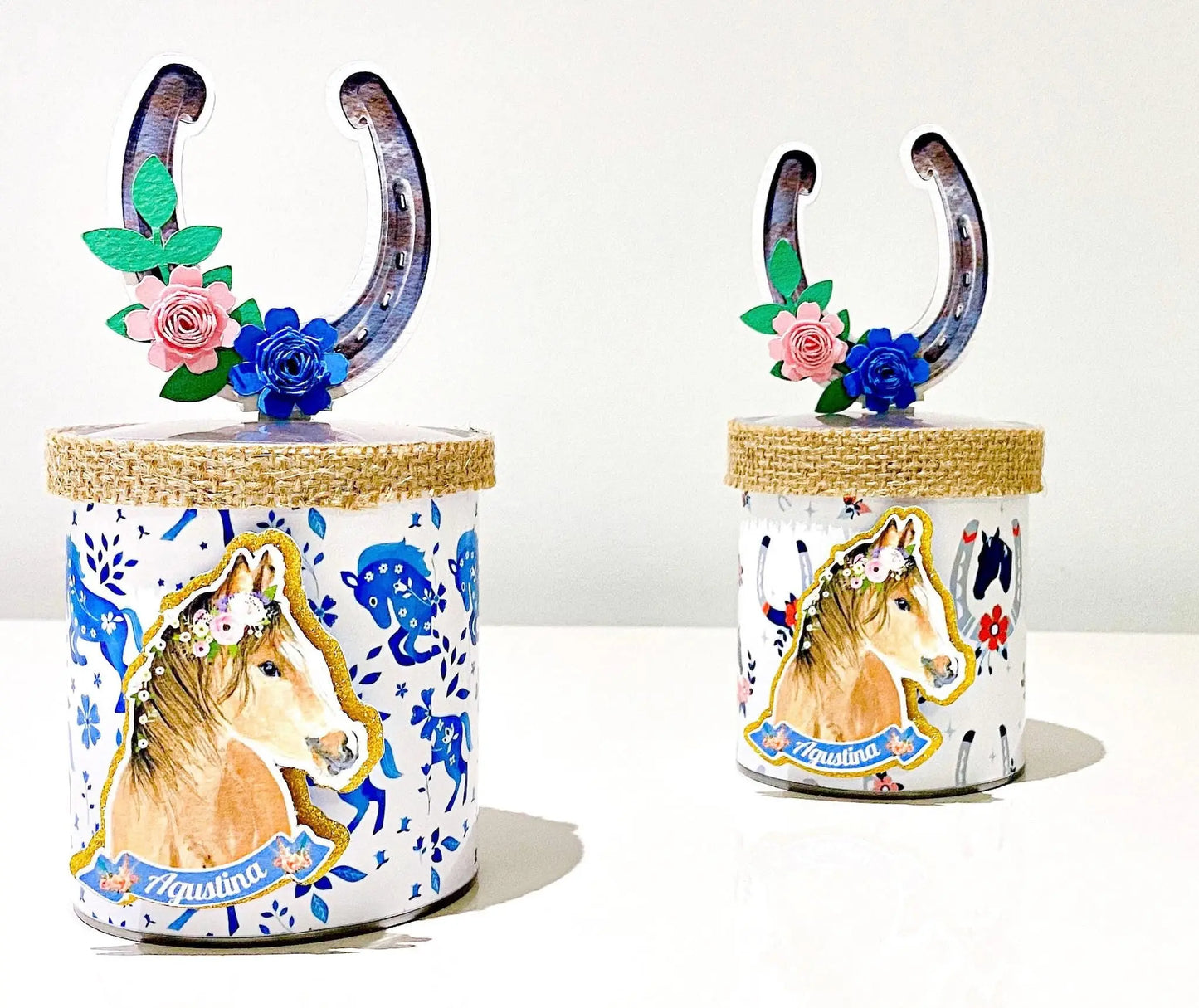 Horse Birthday Party Bundle – Personalized 3D Letter, Banner, Pringles, Favor Boxes, Juice Labels & Plates with Spoons Mi tienda
