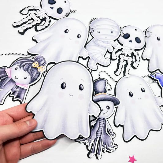 Halloween Ghost & Skeleton Garland – Cute Kids Halloween Banner, Spooky Party Bunting Mi tienda
