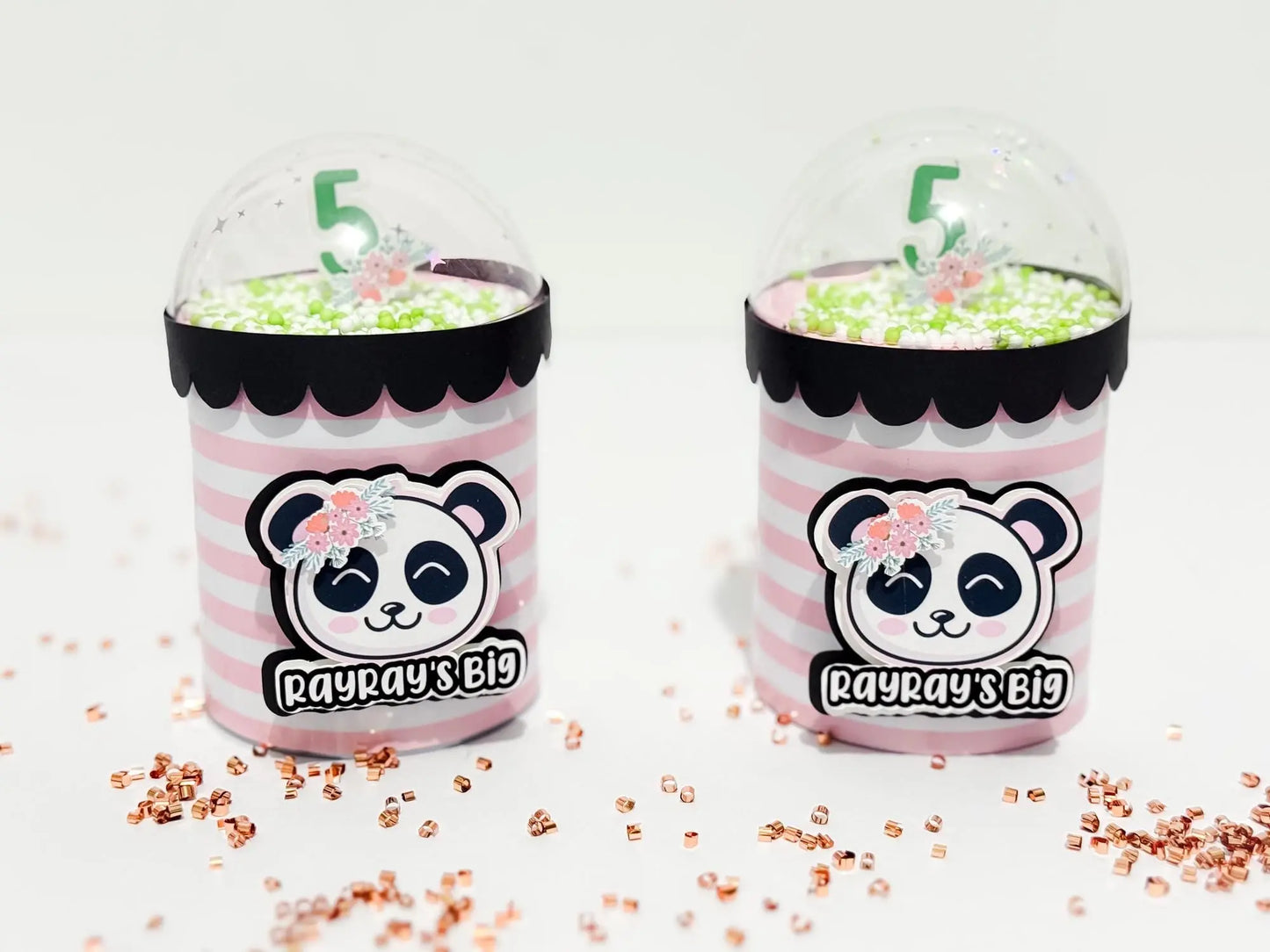 Custom Panda Pringles Favor – Girl Birthday Party Can with Dome Topper, Pink & Black Panda Theme Mi tienda