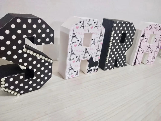 Custom 3D Paris Letters – Eiffel Tower Table Decor – Pink & Black Party Centerpieces Mi tienda
