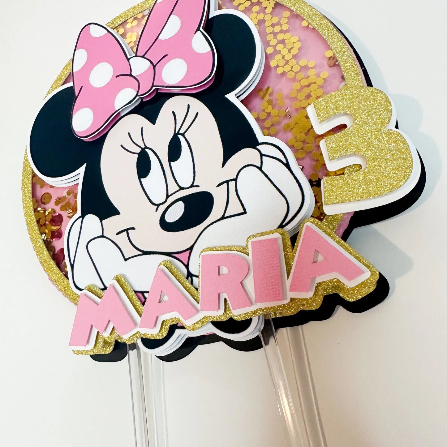 Minnie Cake Topper, Minnie Party Decorations, Minnie Mouse Birthday, Minnie Personalized Shaker Cake Topper, Minnie Theme Birthday Mi tienda