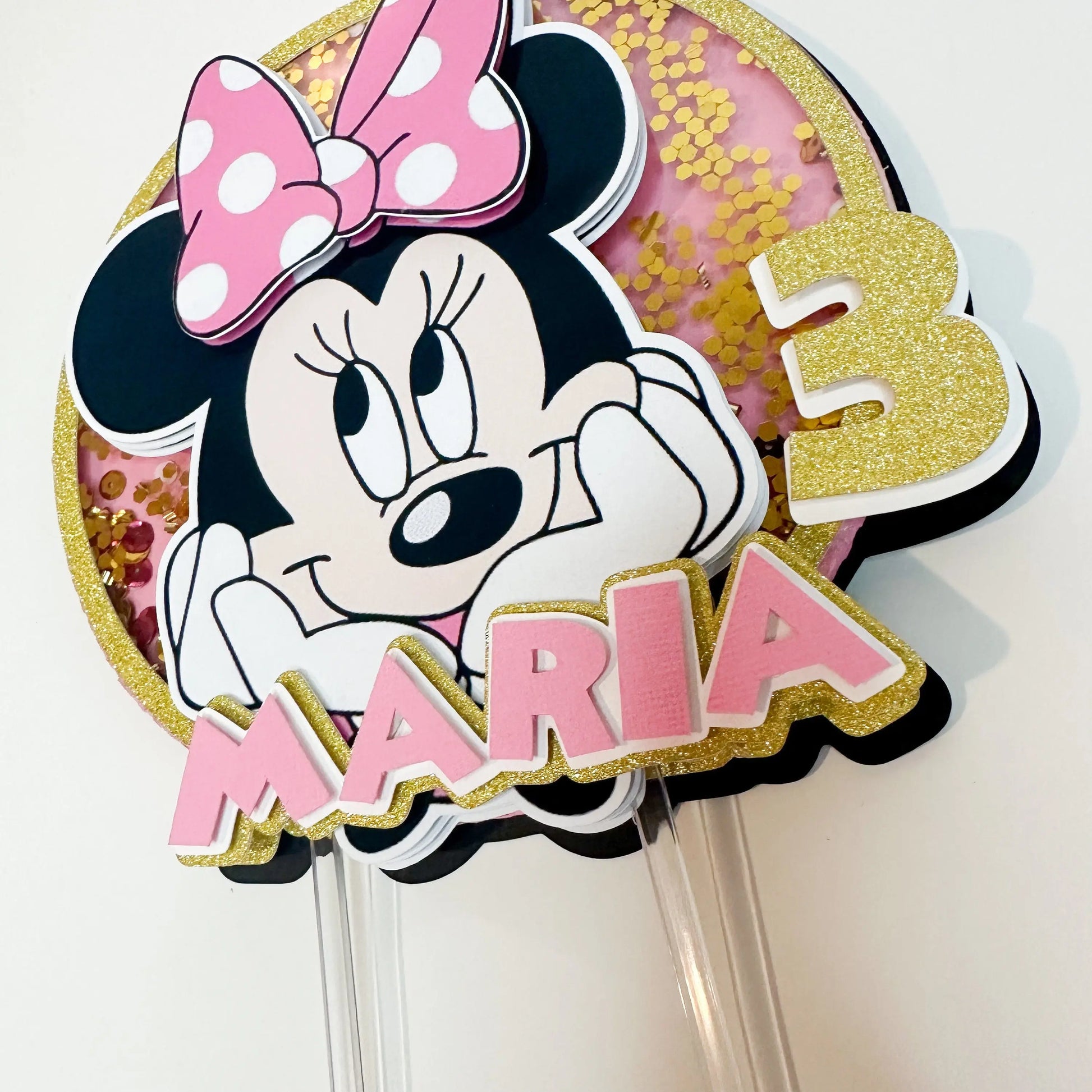 Minnie Cake Topper, Minnie Party Decorations, Minnie Mouse Birthday, Minnie Personalized Shaker Cake Topper, Minnie Theme Birthday Mi tienda