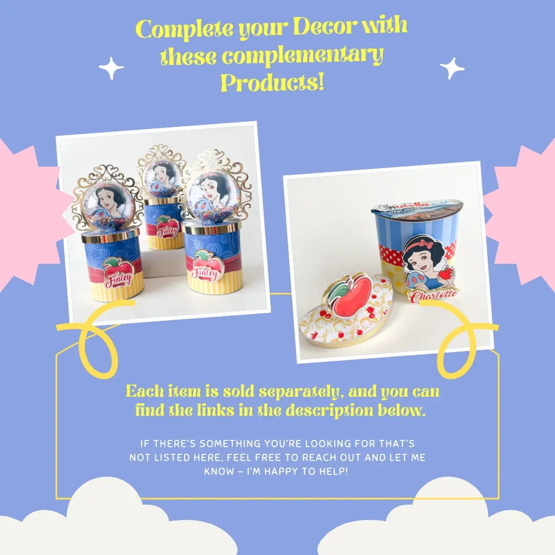 Snow White Party Favors, Snow White Party Decorations, Snow White Birthday Decor, Snow White Chips Can, Princess Party, Snow White Treats Mi tienda