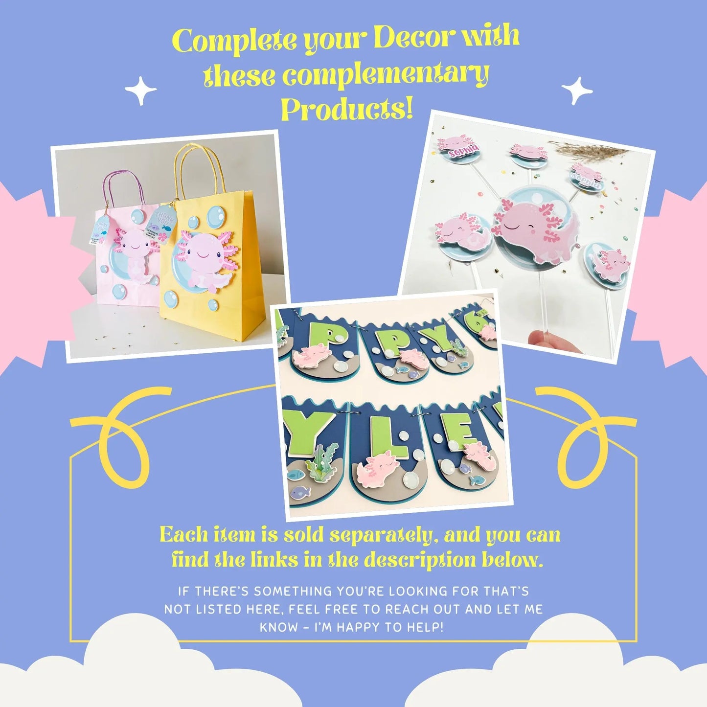 Axolotl Cupcake Toppers Axolotl Party Decorations Cute Axolotl Theme Party Pink Axolotl Toppers Axolotl Birthday Party Salamander Party Mi tienda