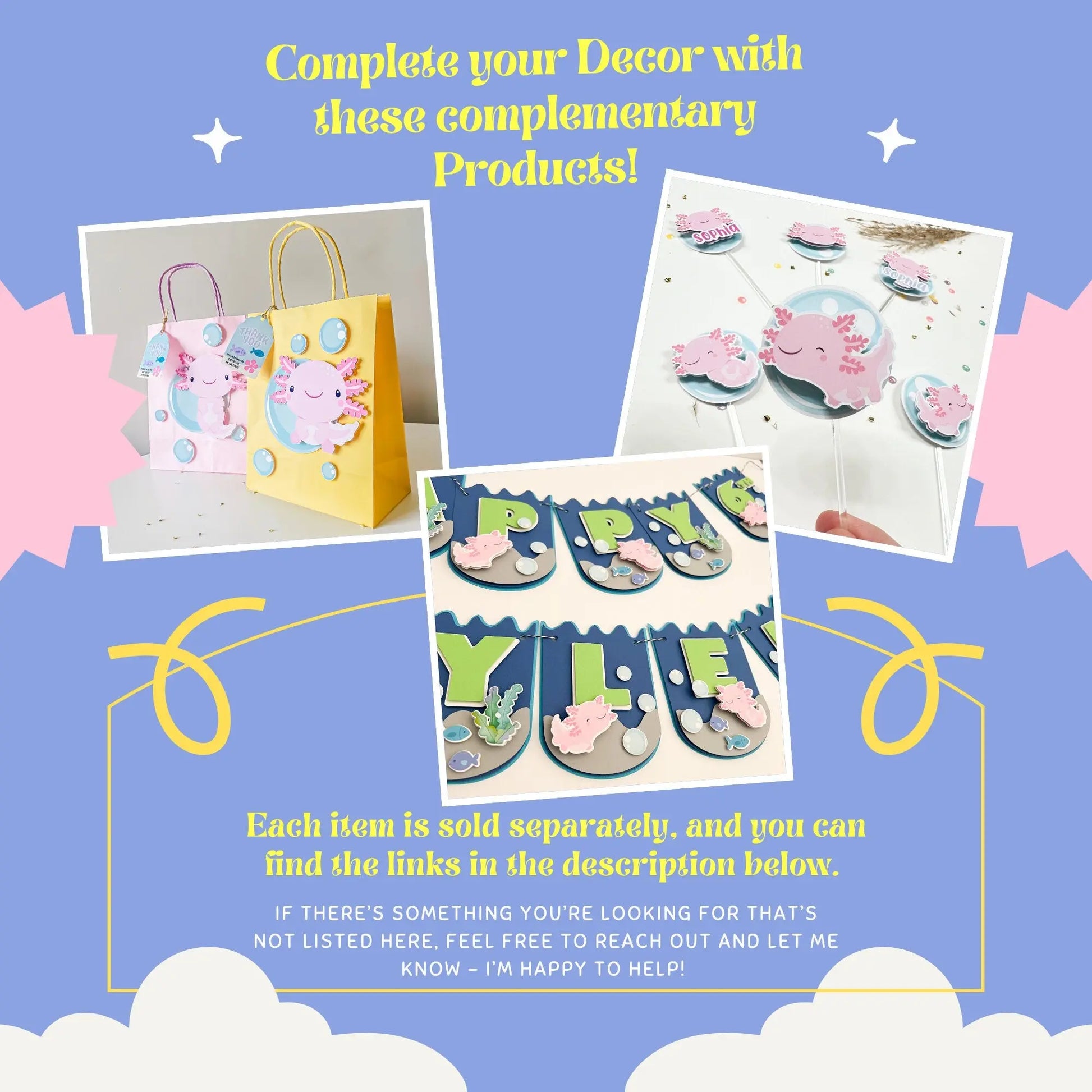 Axolotl Cupcake Toppers Axolotl Party Decorations Cute Axolotl Theme Party Pink Axolotl Toppers Axolotl Birthday Party Salamander Party Mi tienda