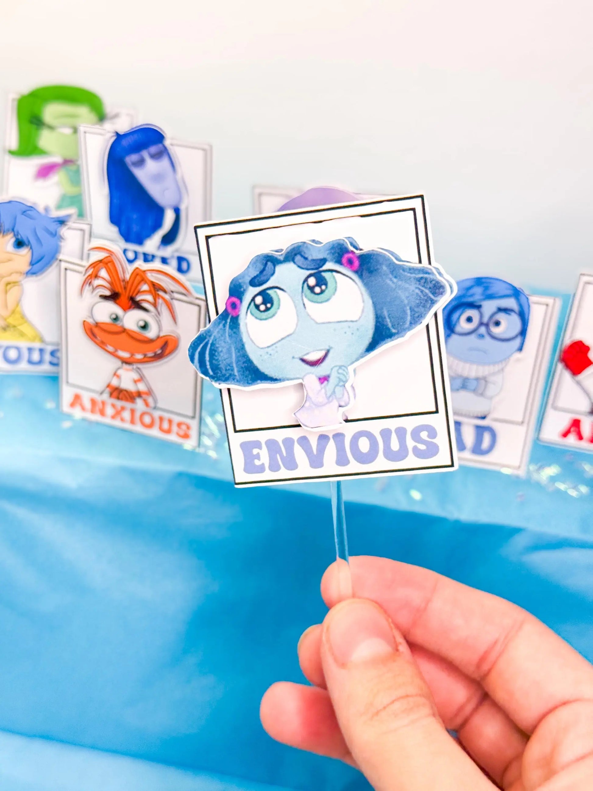 Inside Out Cupcake Toppers for Birthday Party | Inside Out 2 Party Decor - Disney Inside Out Feelings - Joy, Sadness, Anger Toppers Mi tienda