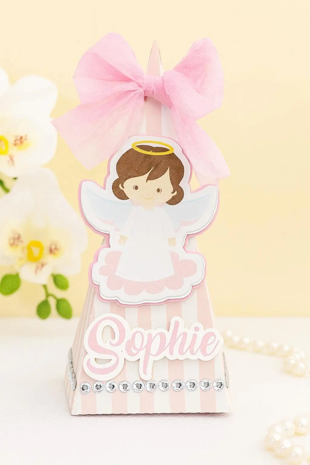 Angel Favor Boxes with Bows: Personalized Baptism, Christening, First Communion Mi tienda