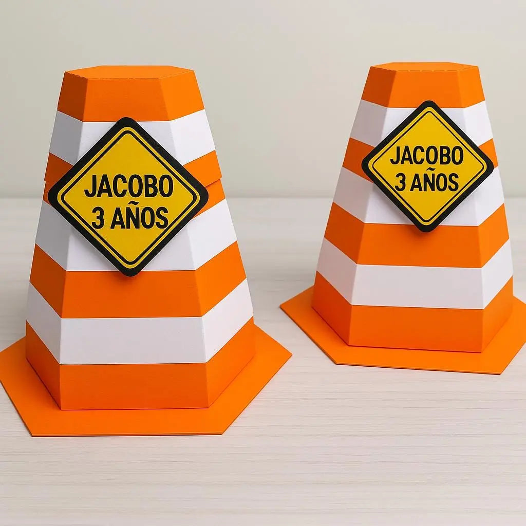 Construction Birthday Party Kit – 3D Letters, Happy Birthday Banner, Favor Boxes, Plates, Water Labels & Candy Wrappers Set Mi tienda