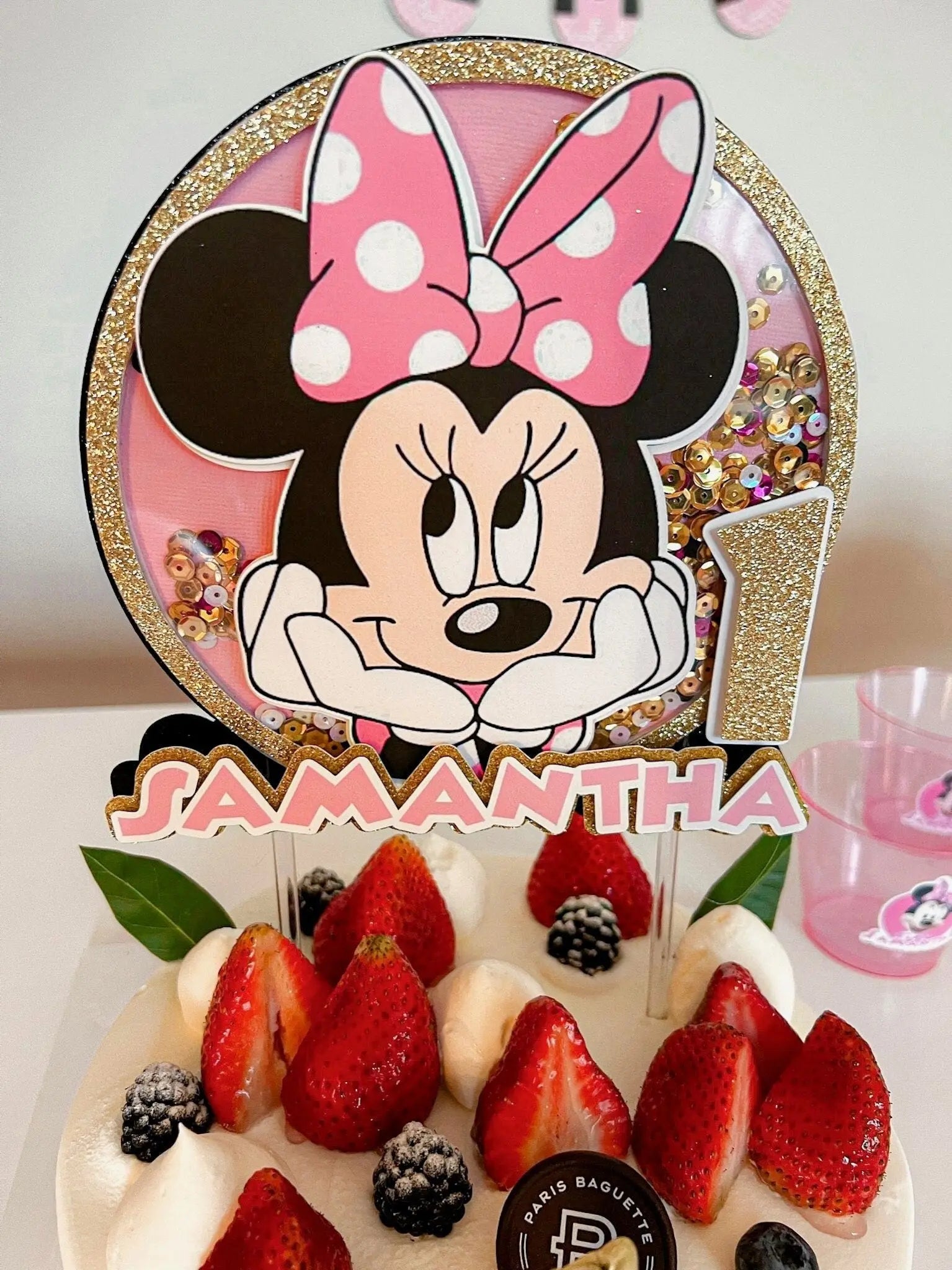 Minnie Cake Topper, Minnie Party Decorations, Minnie Mouse Birthday, Minnie Personalized Shaker Cake Topper, Minnie Theme Birthday Mi tienda