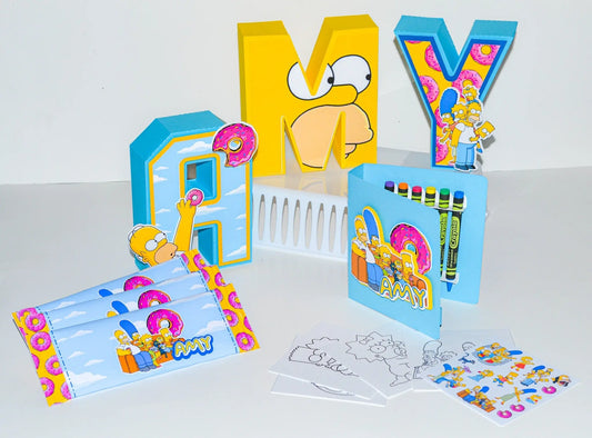 The Simpsons Birthday Party Kit – Banner, 3D Name Letters, Coloring Books & Hershey’s – Cartoon Theme Party Supplies Mi tienda