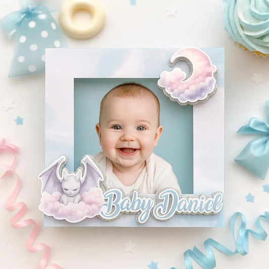 Personalized Dragon Baby Photo Frame – Baby Shower Favor & Nursery Keepsake Mi tienda