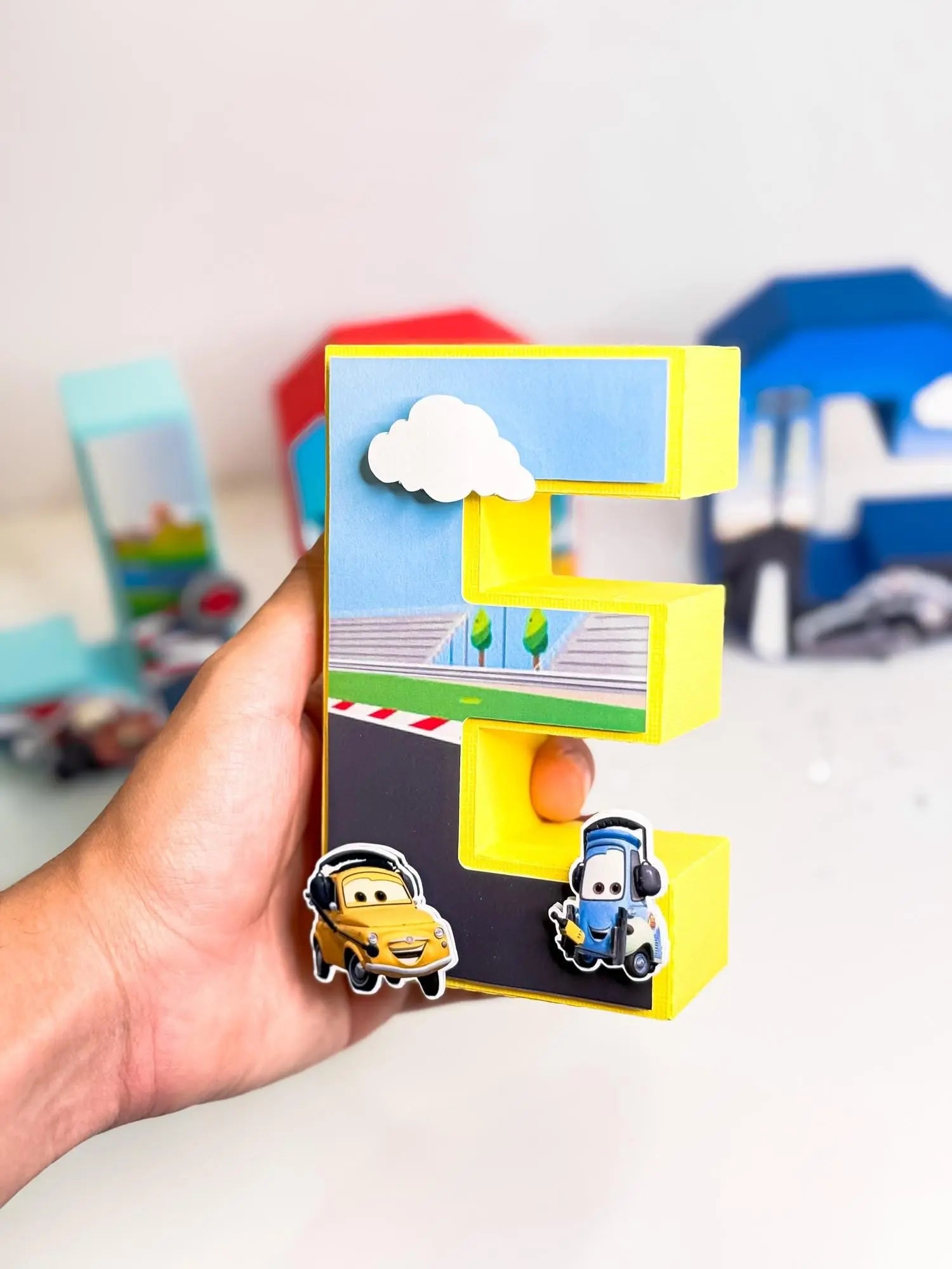 Cars Movie 3D Letters – Custom Handmade Party Decor for Kids Birthday | Racing Theme Table Centerpiece Mi tienda