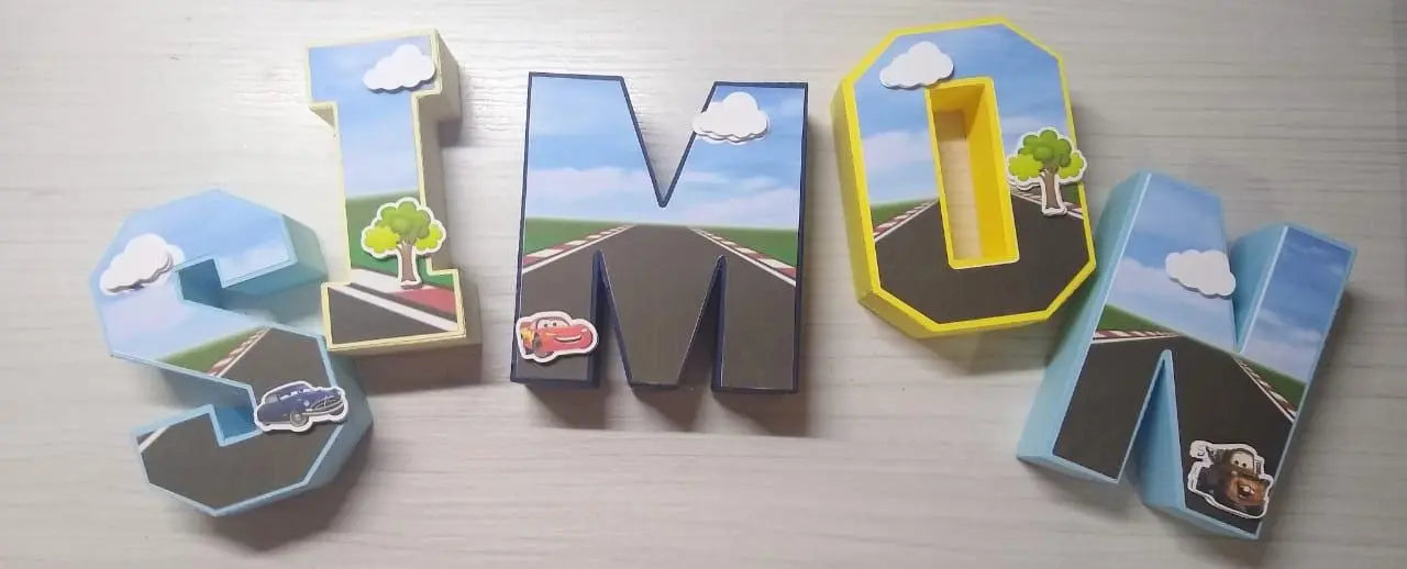 Cars 3D Letters | Personalized Cars Party Decorations | Lightning McQueen Birthday Decor | Route 66 Party Supplies | Customizable Mi tienda
