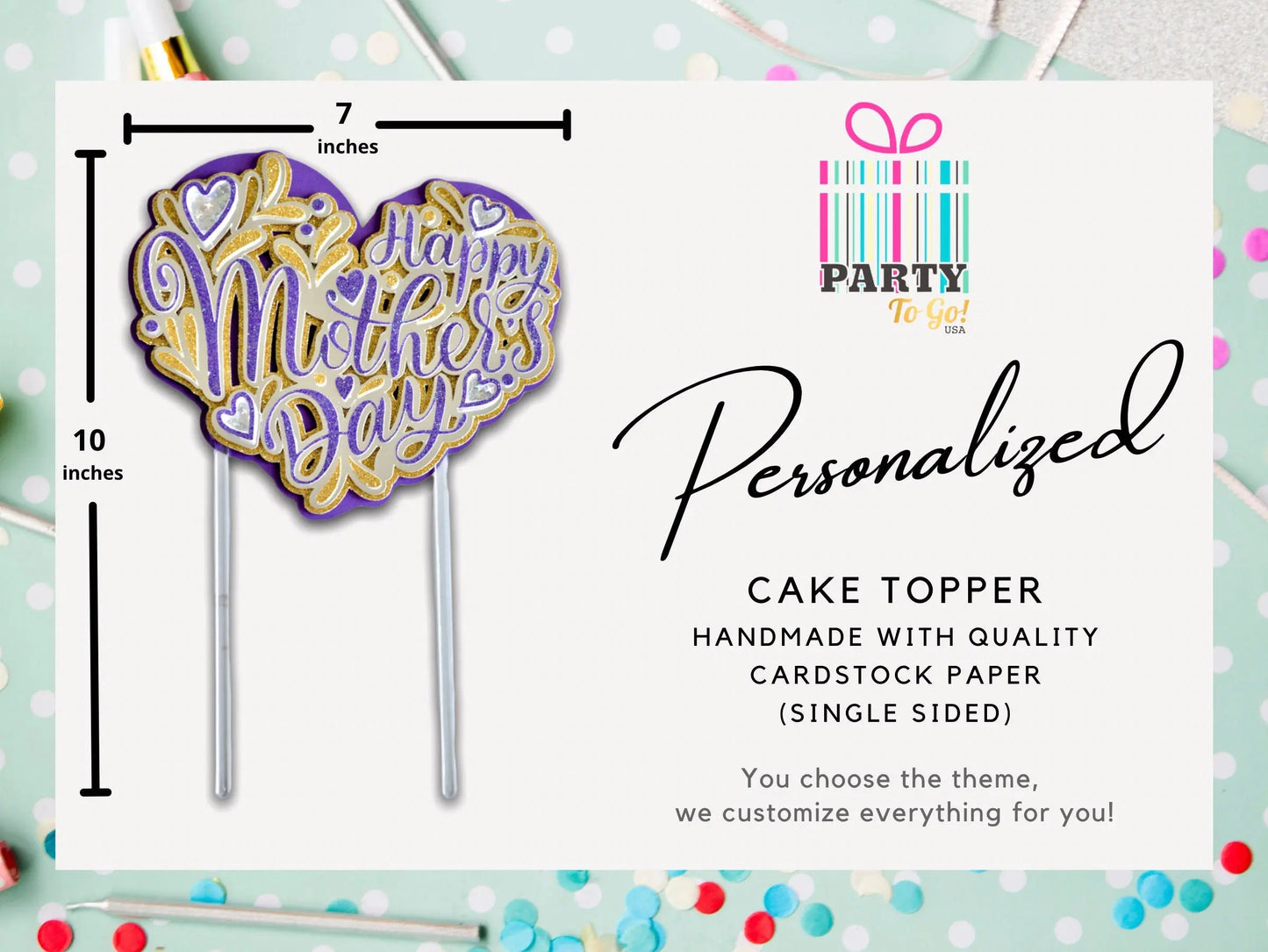 Happy Mother's Day Cake Topper, Mother's Day Party Decorations, Mother's Day Centerpiece, Glitter Cake Topper, Mom Gift, Sparkly Topper Mi tienda