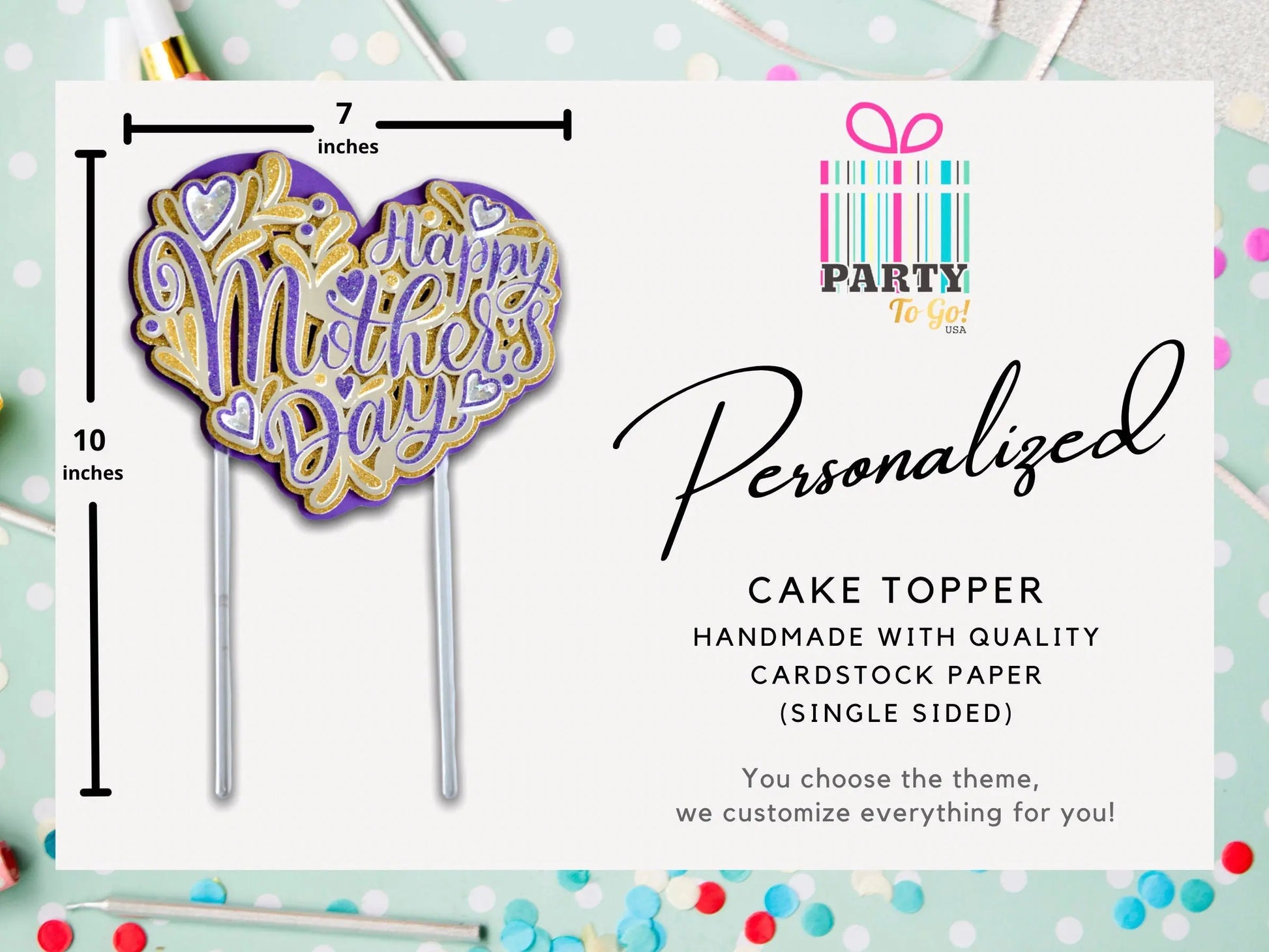 Happy Mother's Day Cake Topper, Mother's Day Party Decorations, Mother's Day Centerpiece, Glitter Cake Topper, Mom Gift, Sparkly Topper Mi tienda