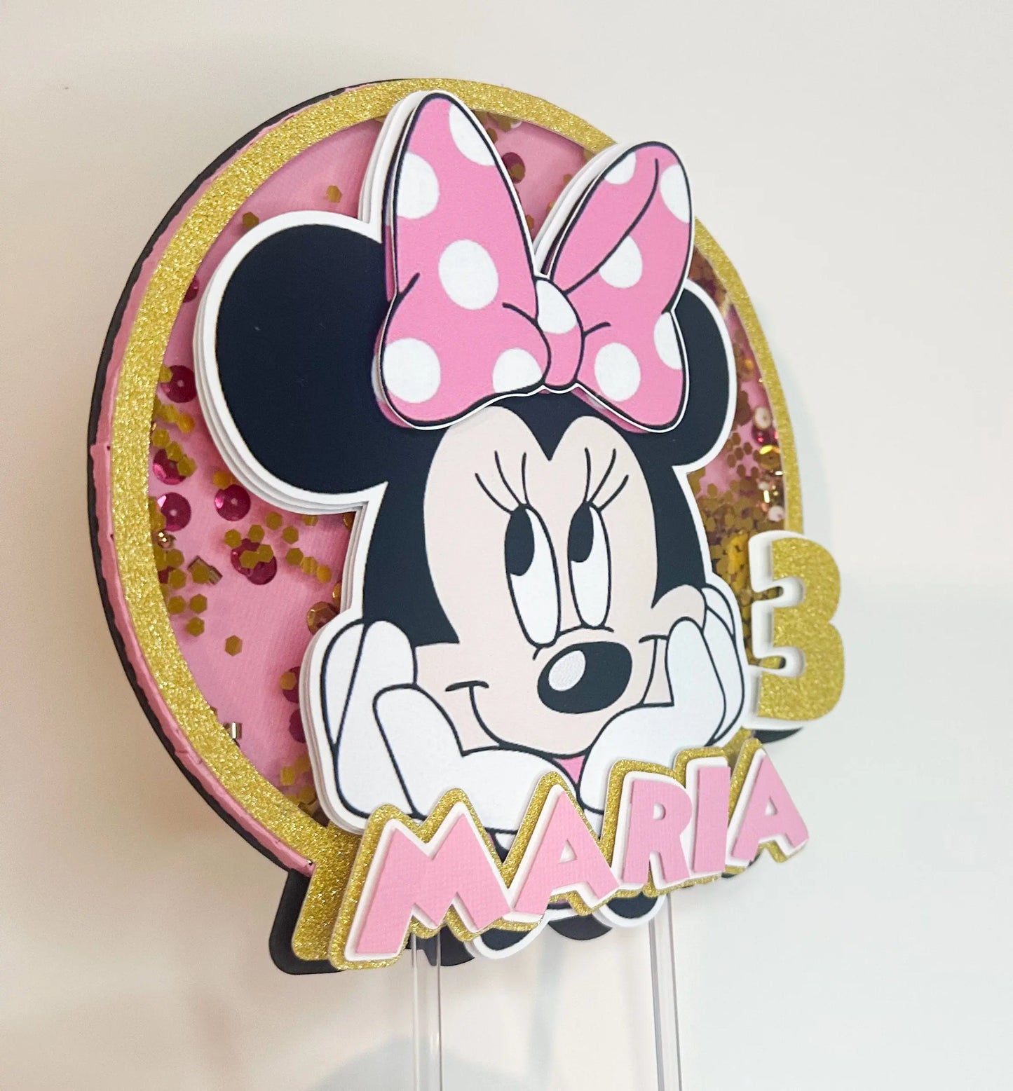 Minnie Cake Topper, Minnie Party Decorations, Minnie Mouse Birthday, Minnie Personalized Shaker Cake Topper, Minnie Theme Birthday Mi tienda