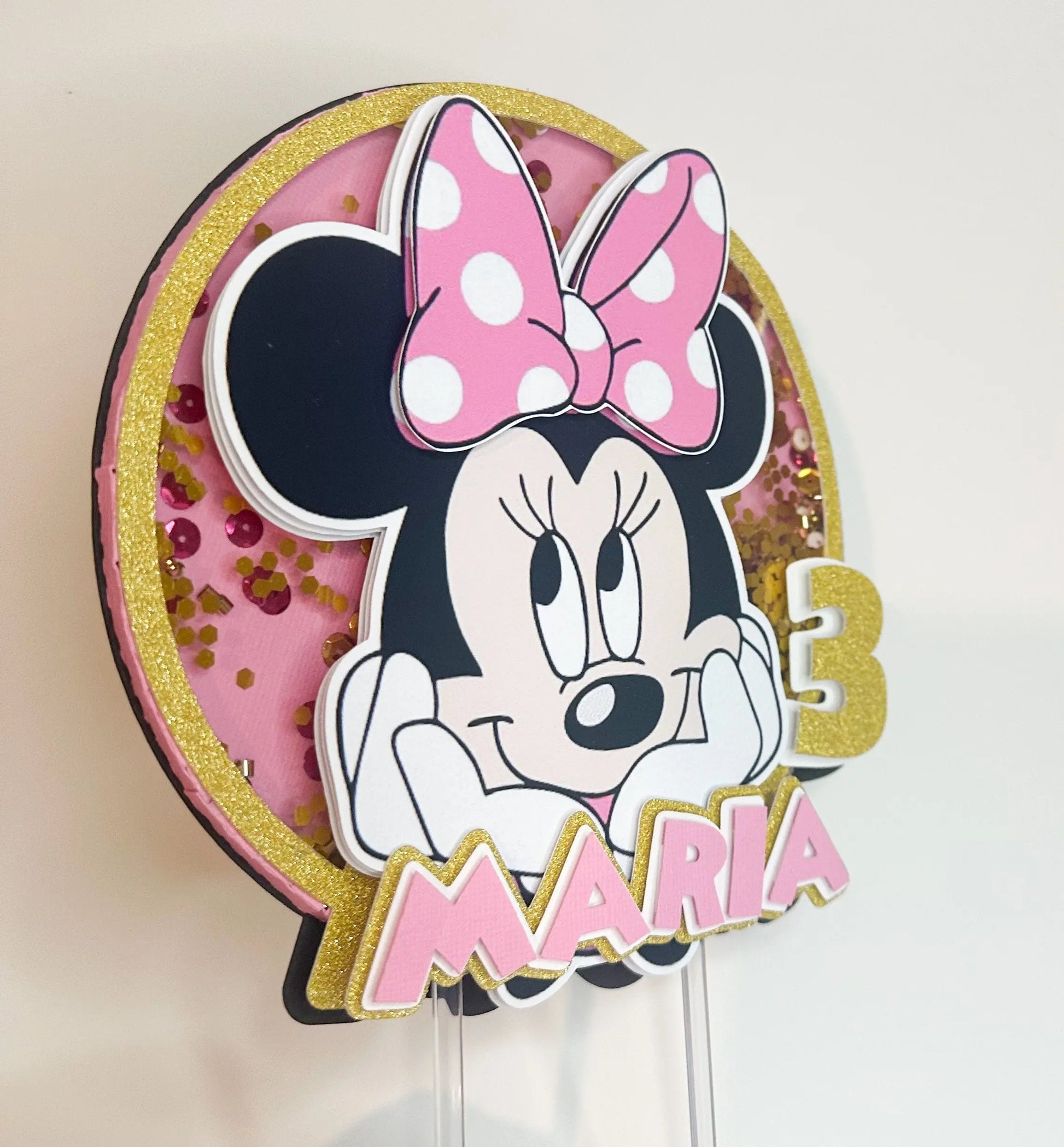 Minnie Cake Topper, Minnie Party Decorations, Minnie Mouse Birthday, Minnie Personalized Shaker Cake Topper, Minnie Theme Birthday Mi tienda