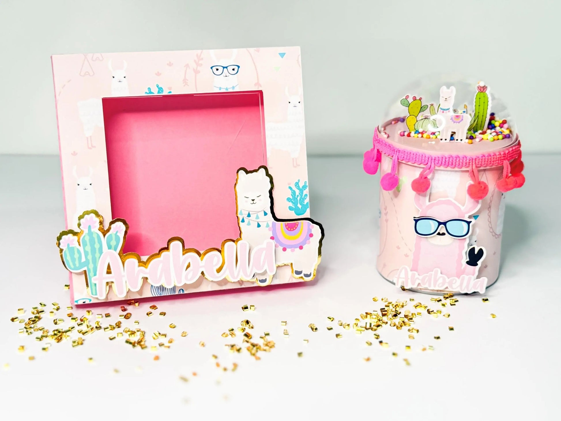 Personalized Llama Cactus Photo Frame – Boho Fiesta & Birthday Party Favor Keepsake Mi tienda