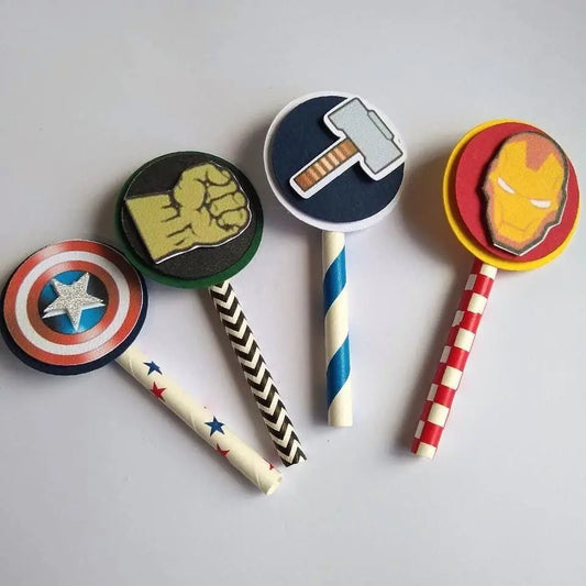 Superhero Cupcake Toppers | Comic Book Birthday Party Picks | Hero Food Decorations Mi tienda