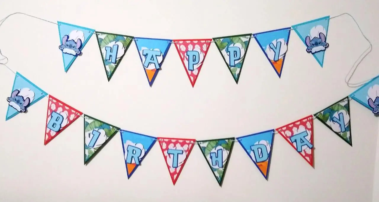 Stitch Happy Birthday Banner Stitch Theme Party Decorations Lilo and Stitch Theme Party Decor Birthday Banner Lilo and Stitch Banner Mi tienda
