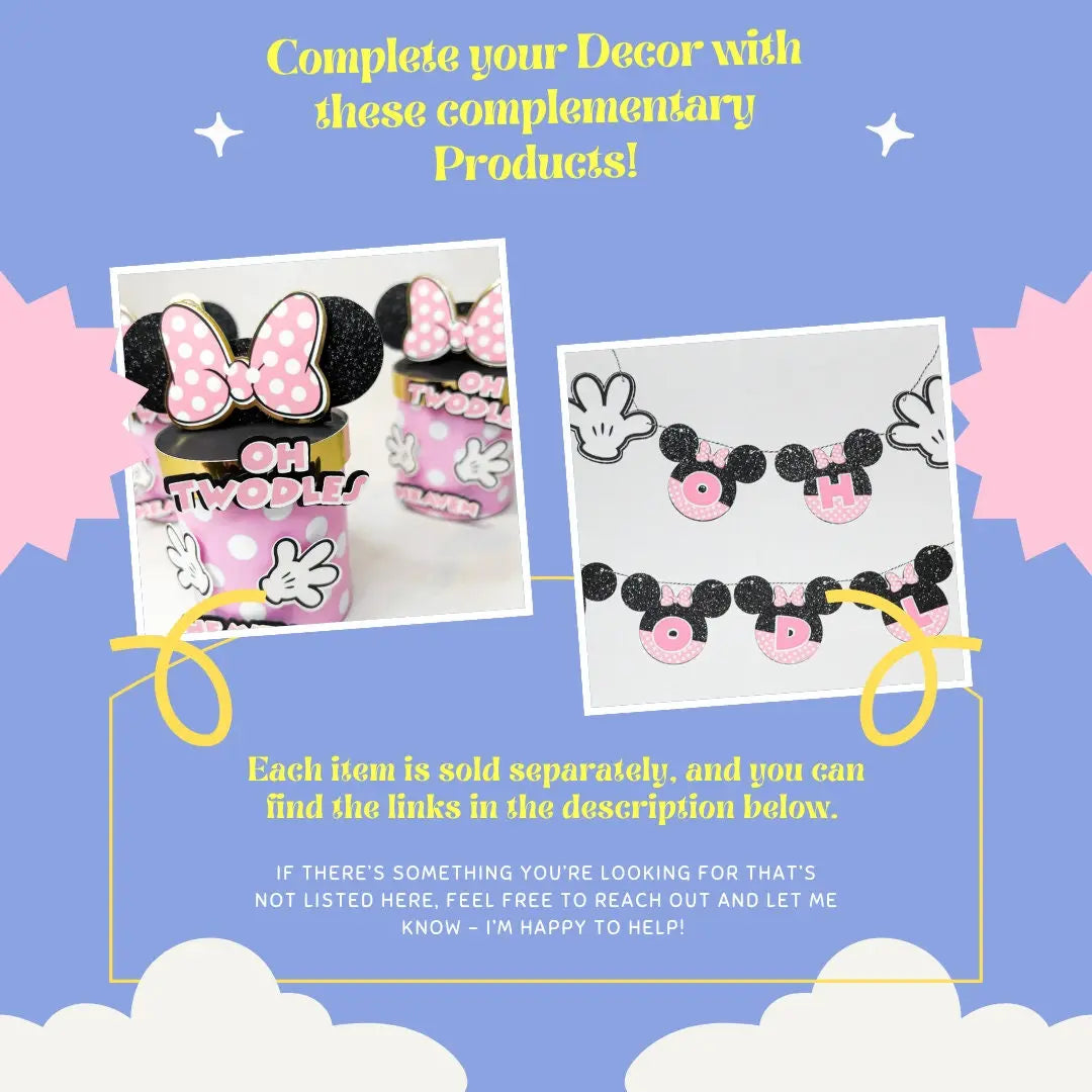 Oh Twodles Birthday Banner – Minnie Mouse 2nd Birthday Party Decor Mi tienda