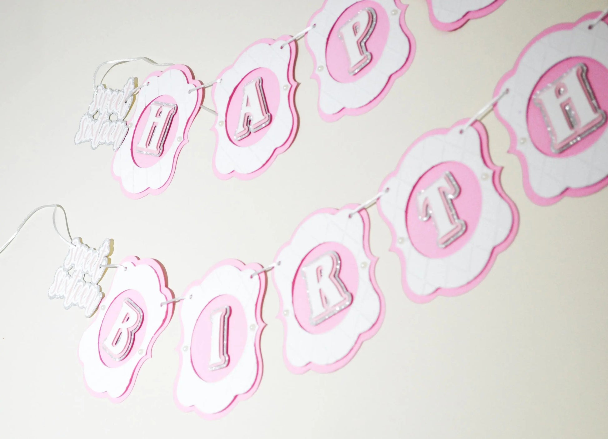 Sweet 16 Birthday Banner Pink Happy Birthday Sign, Sweet Sixteen Party Decorations, Quinceanera Backdrop, Girl Birthday Garland Mi tienda