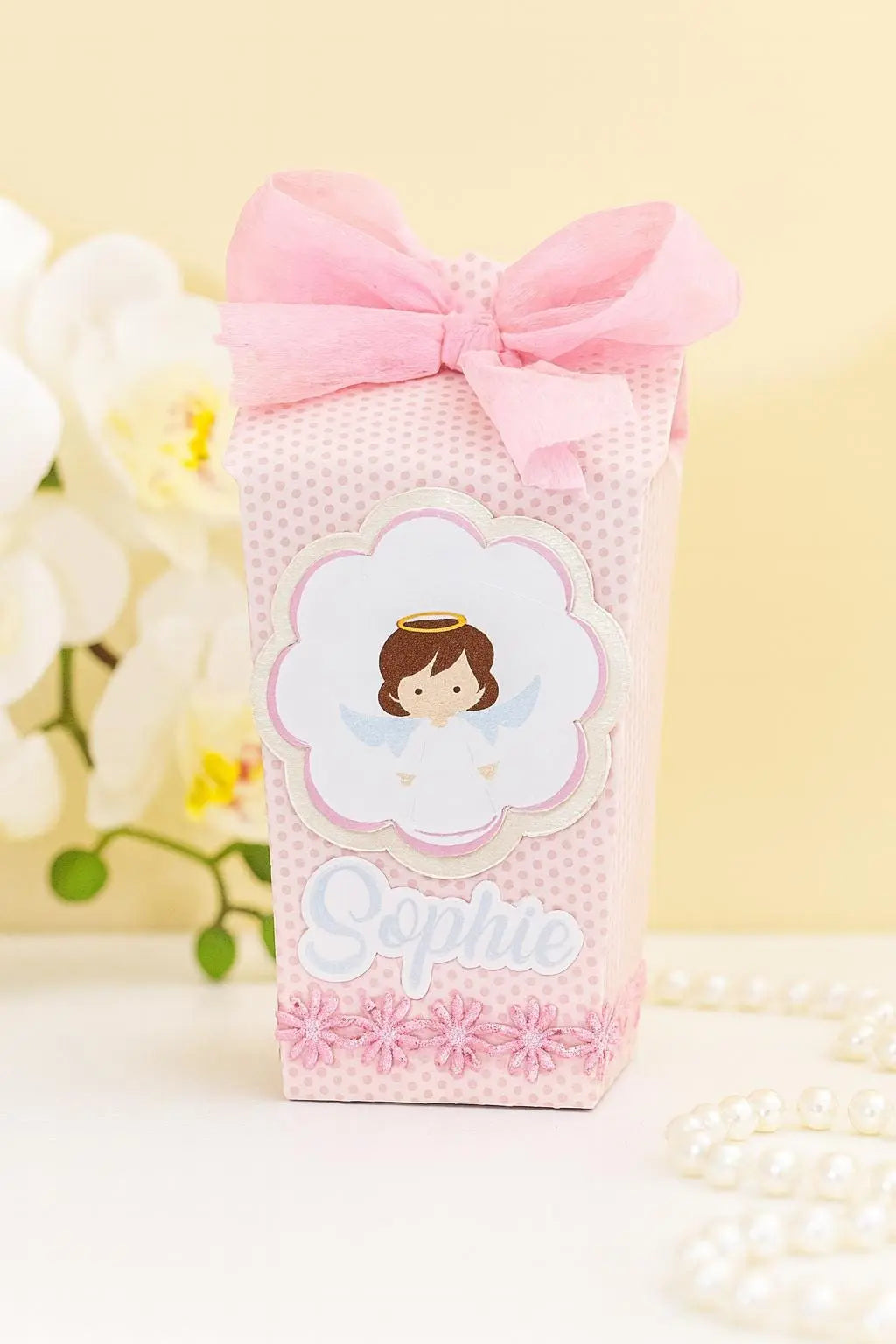 Angel Favor Boxes with Bows: Personalized Baptism, Christening, First Communion Mi tienda