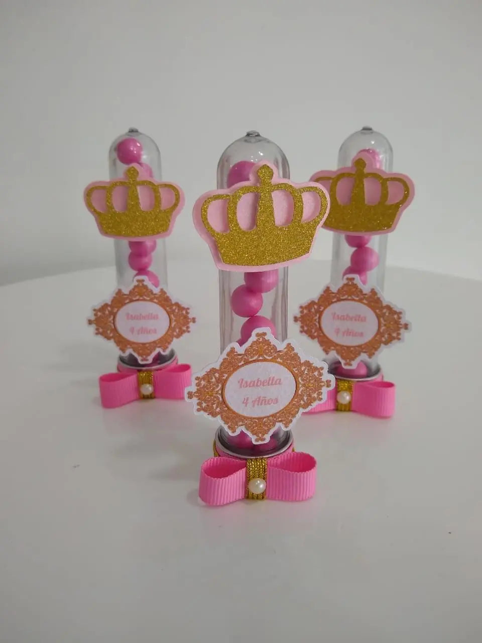 Personalized Princess Crown Favor Tubes: Glitter Crown, Custom Name Mi tienda