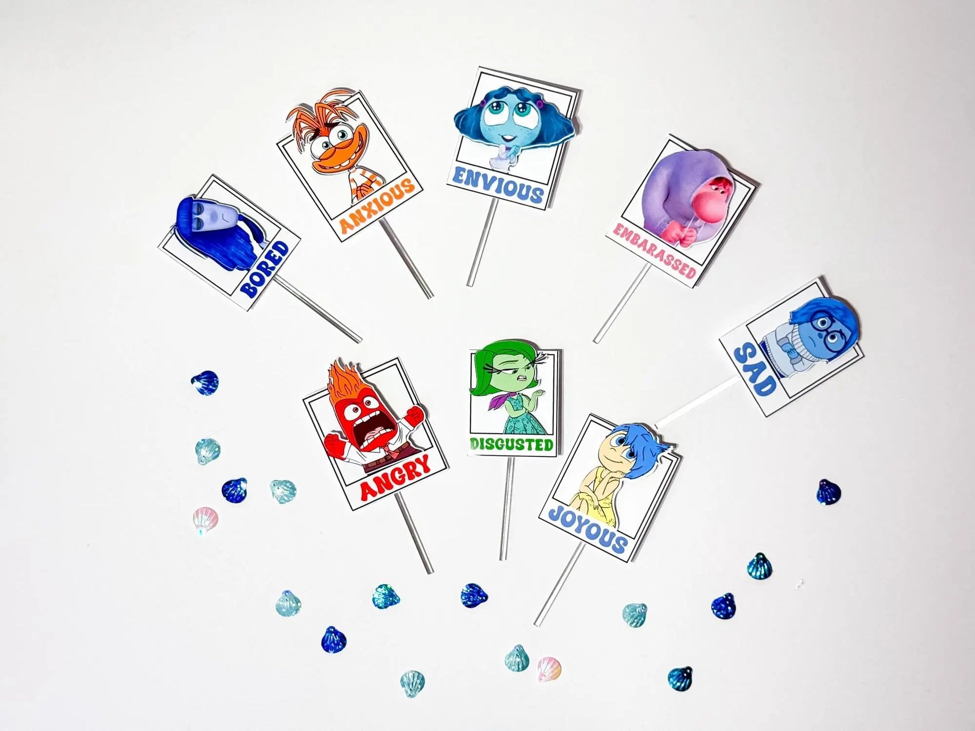 Inside Out Cupcake Toppers for Birthday Party | Inside Out 2 Party Decor - Disney Inside Out Feelings - Joy, Sadness, Anger Toppers Mi tienda