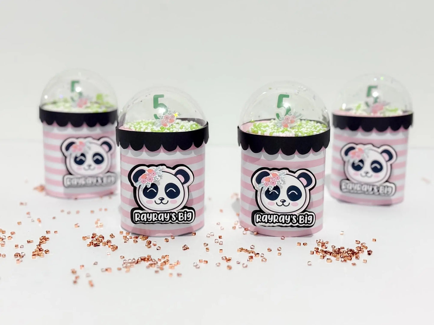 Custom Panda Pringles Favor – Girl Birthday Party Can with Dome Topper, Pink & Black Panda Theme Mi tienda