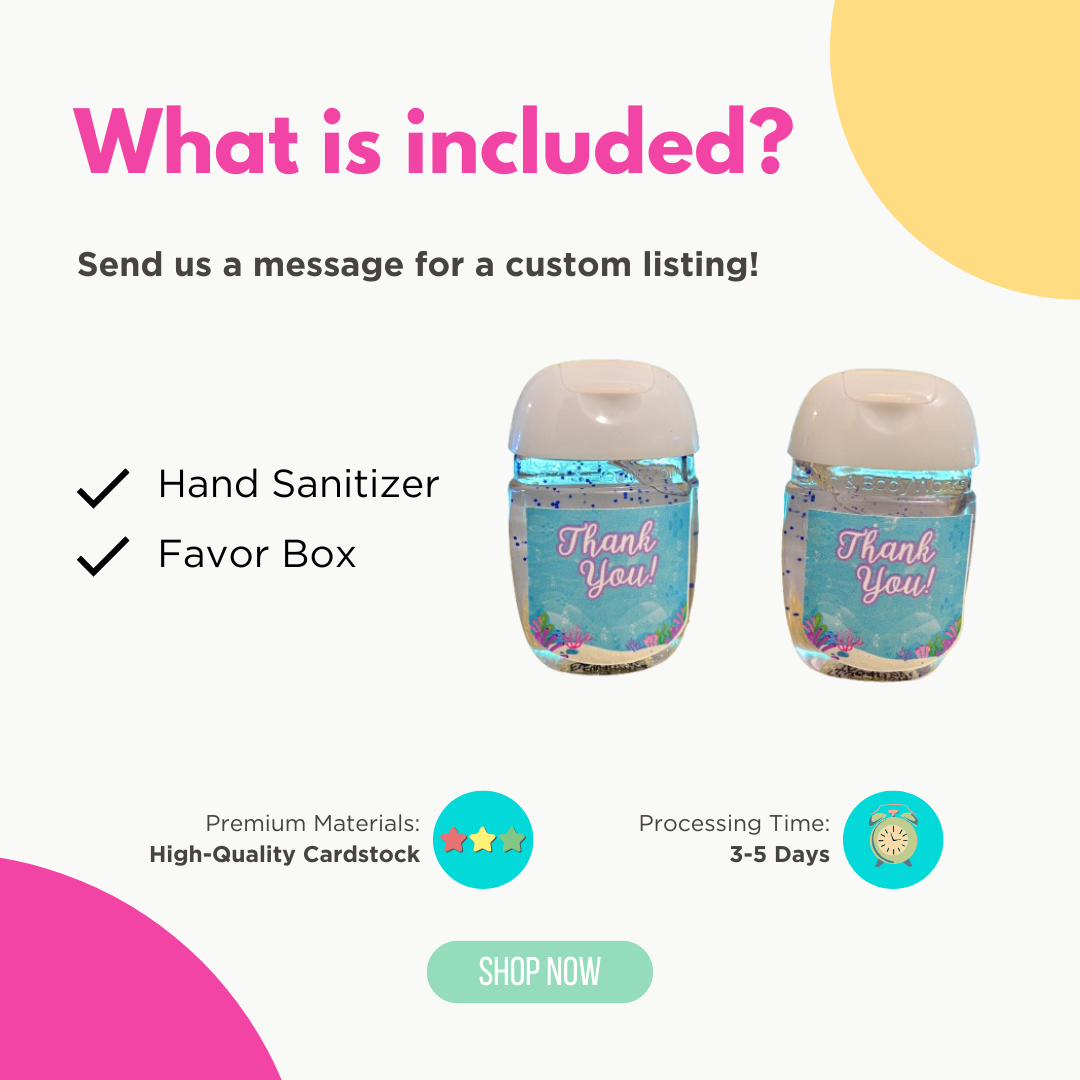 Under the Sea Sanitizer Favors – Mermaid or Nautical Baby Shower Gifts