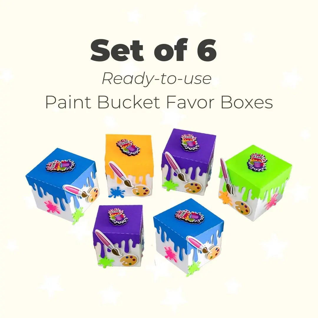 Paint Bucket Favor Box | Personalized Art Party Candy Holder for Kids | Painting Party Favor - Set of 6 Mi tienda