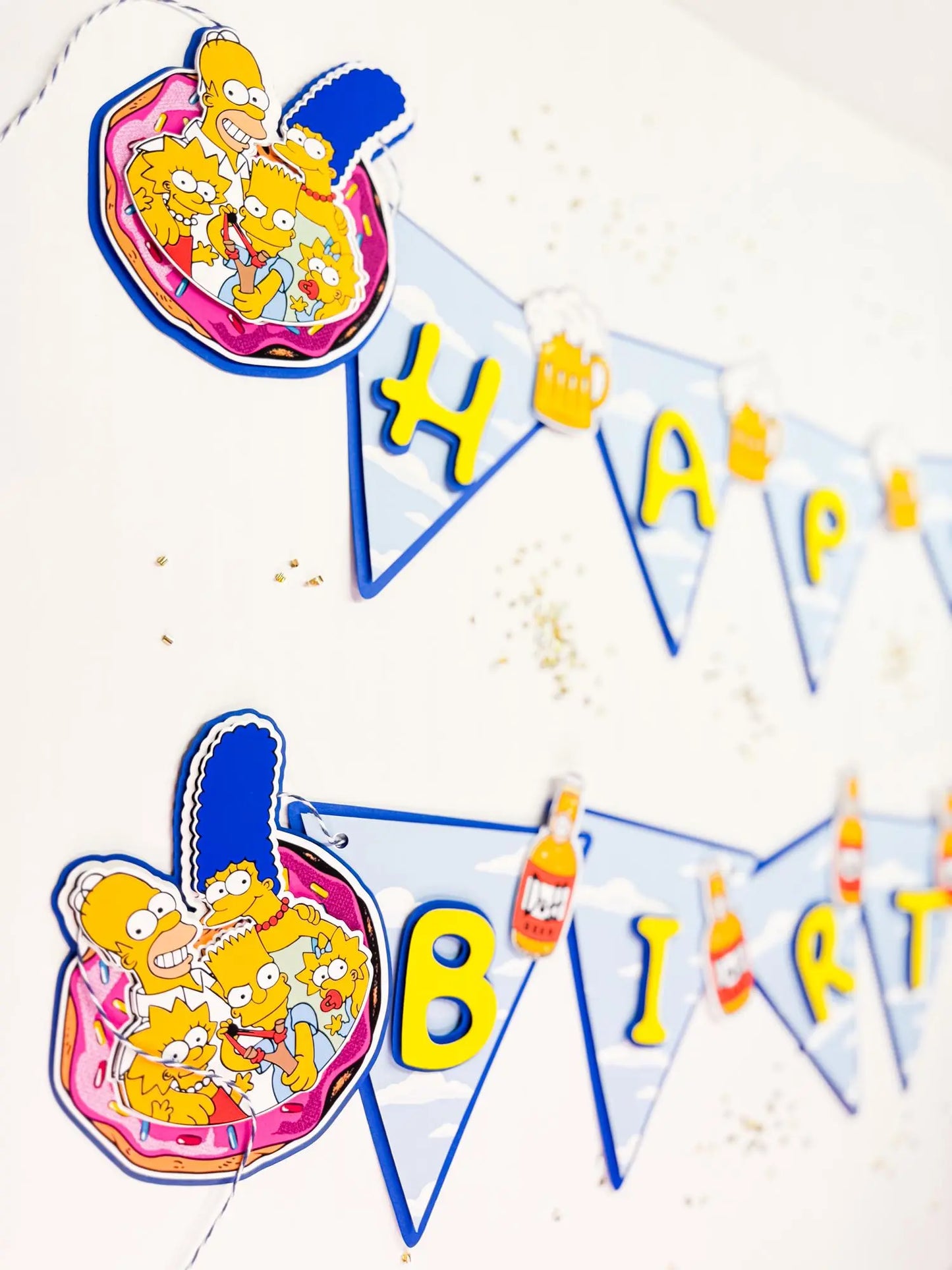 Custom Simpsons Birthday Banner – Beer & Donut Garland, Funny Party Decor for Adults Mi tienda