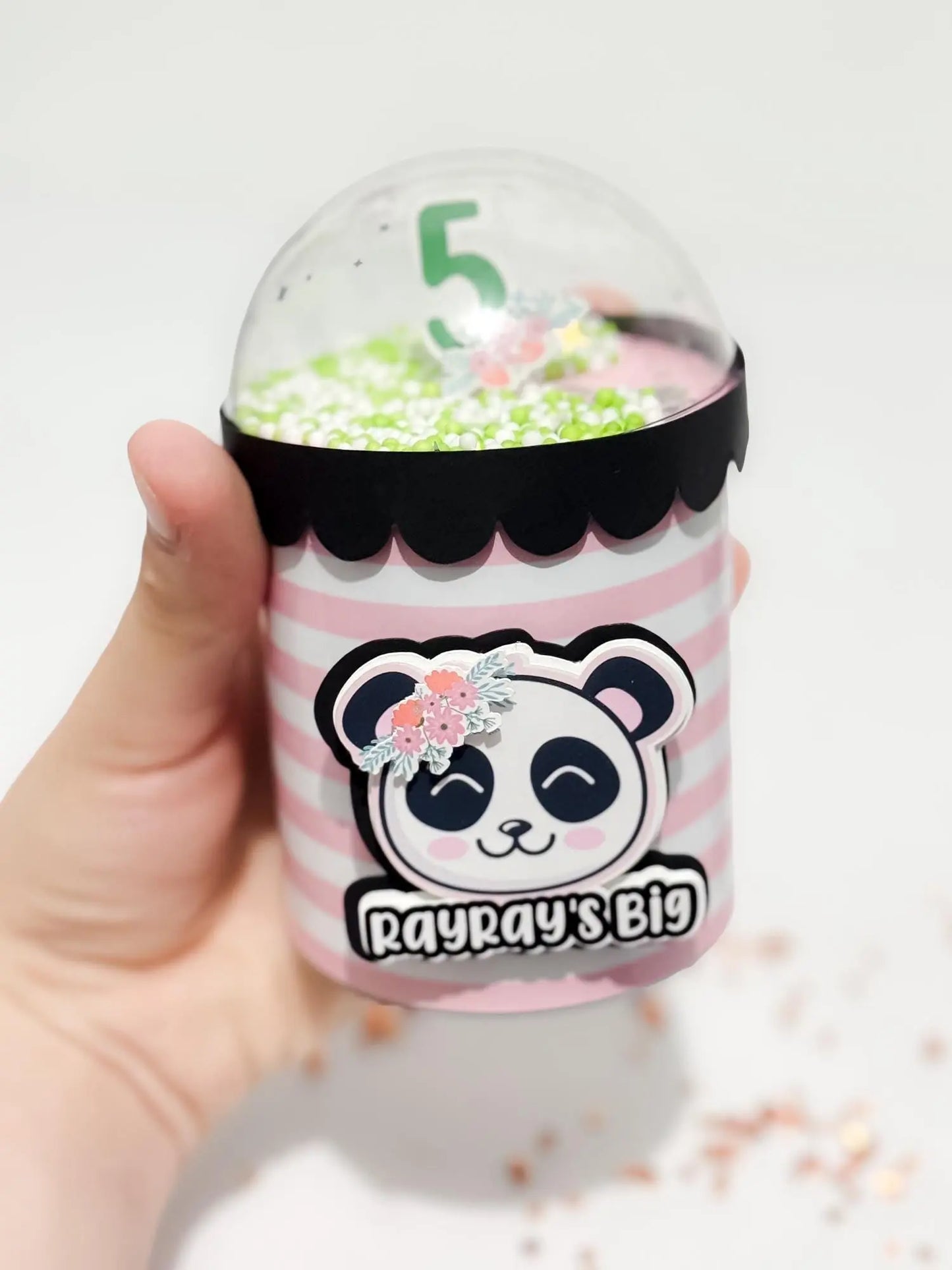 Custom Panda Pringles Favor – Girl Birthday Party Can with Dome Topper, Pink & Black Panda Theme Mi tienda