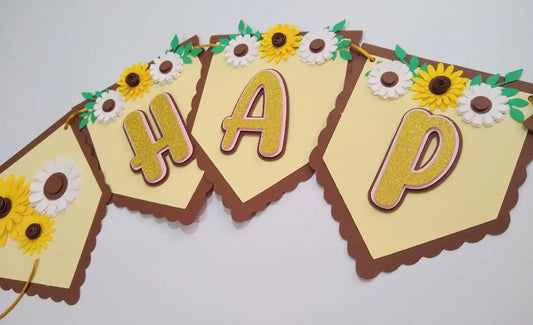 Sunflower Birthday Banner: Rustic Farmhouse Party Garland Mi tienda