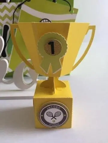 Tennis Party Bundle - Personalized Banner, Cake Topper, Favor Boxes, 3D Numbers & Water Labels Mi tienda